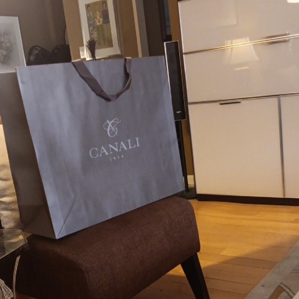 Canali Brown PAPER SHOPPING Bag WITH FABRIC HANDLES - Picture 5 of 5